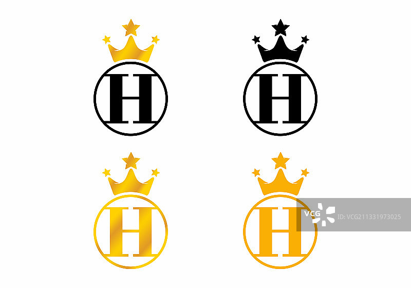 H首字母皇冠圆形标志图片素材