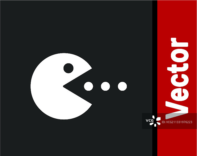 黑色背景上的白色吃豆人图标图片素材