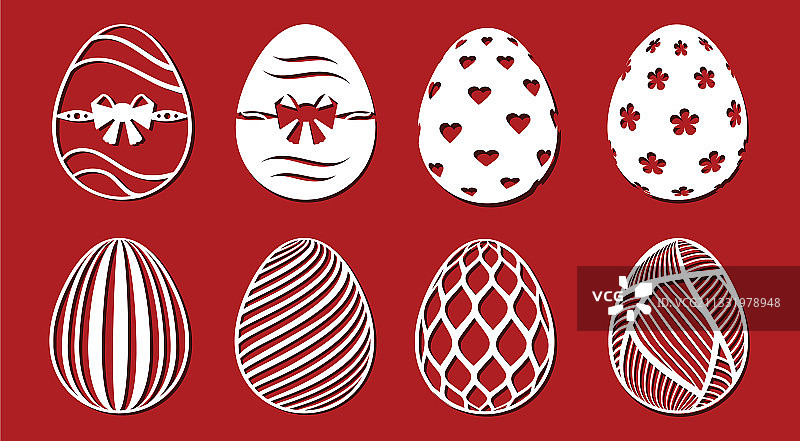 带蝴蝶结的复活节彩蛋套装图片素材