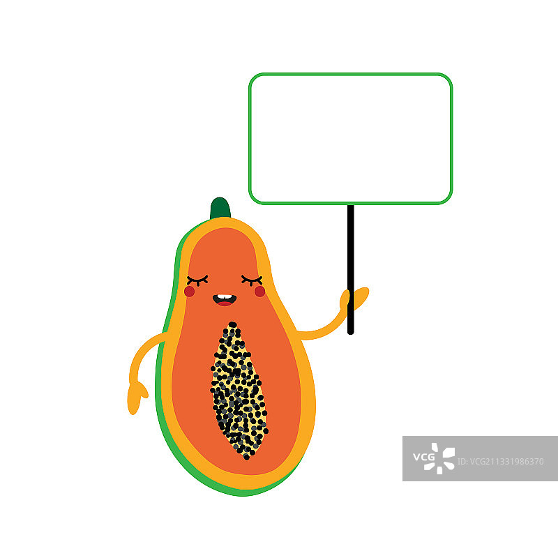 木瓜卡通人物微笑举牌图片素材