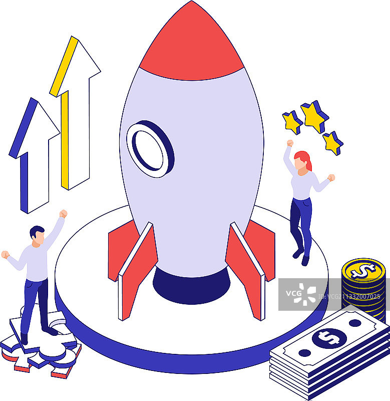 新业务启动2.5D等距合成图片素材