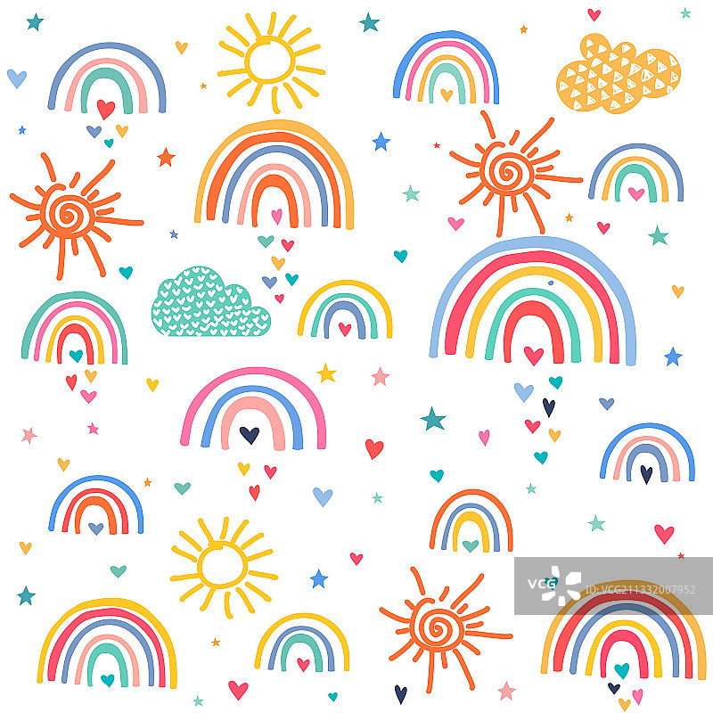 云朵彩虹爱心图案图片素材
