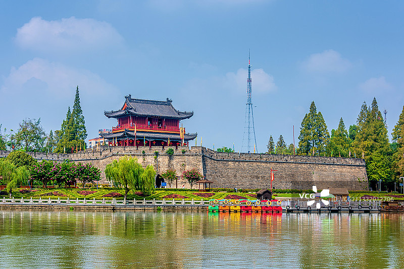 中国湖北荆州古城东门寅宾门宾阳楼风光图片素材