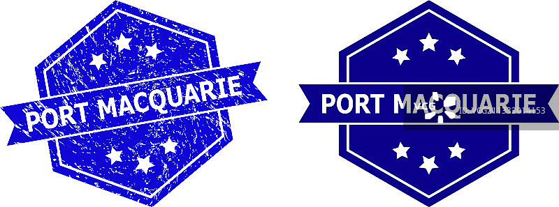 麦觉理港六边形刮痕印章图片素材