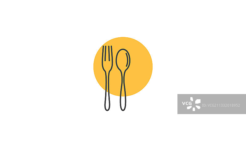 勺子和叉子日落标志图标符号图片素材