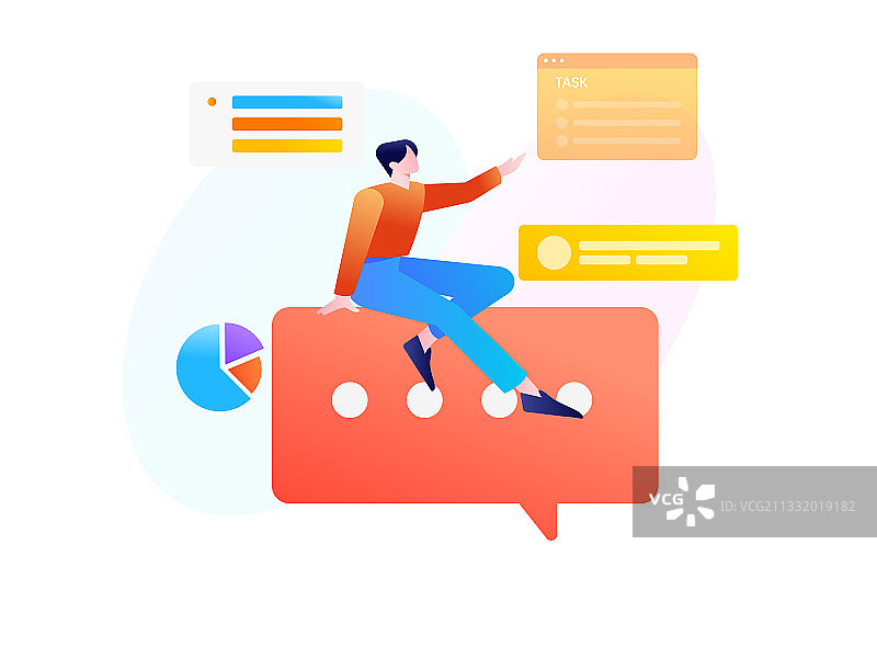 白领工作扁平矢量概念运营插画图片素材