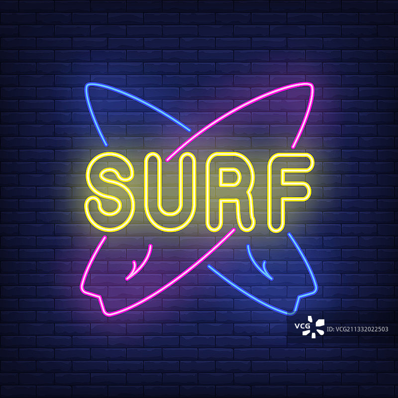 霓虹灯冲浪板交叉字母图片素材