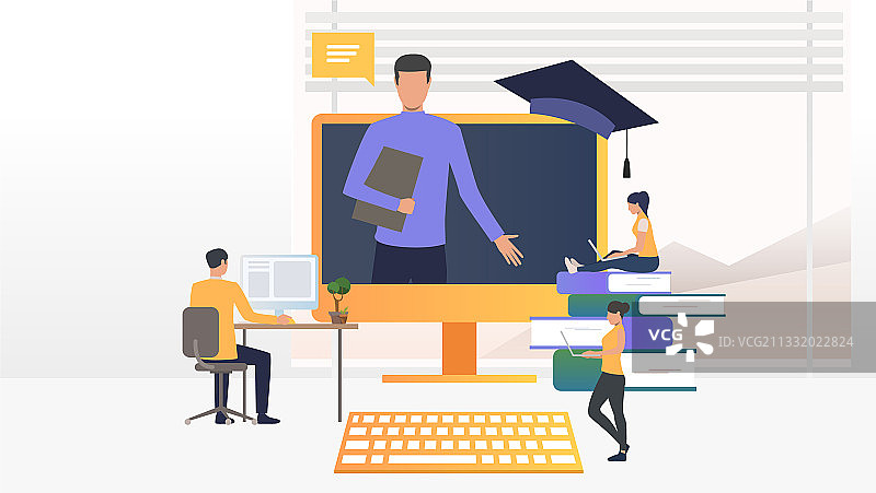 人们使用电脑进行在线学习图片素材
