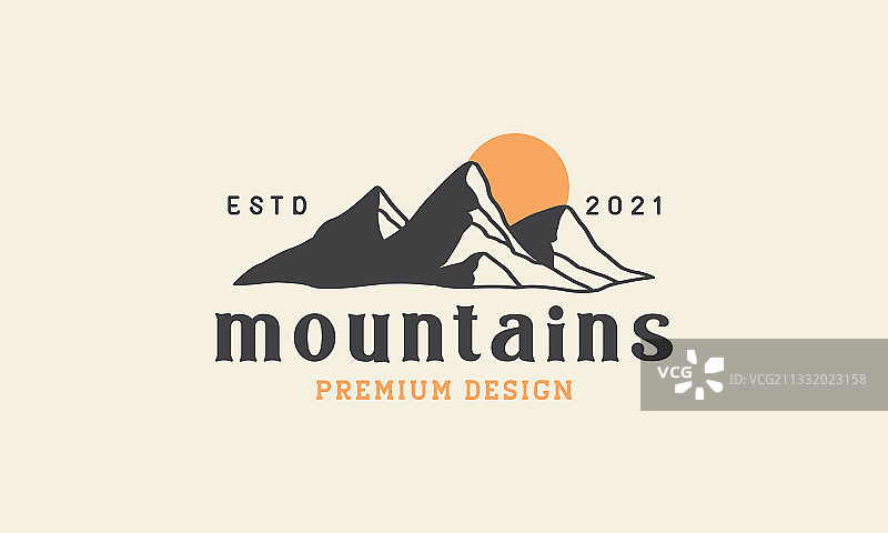日落山景复古Logo图标图片素材