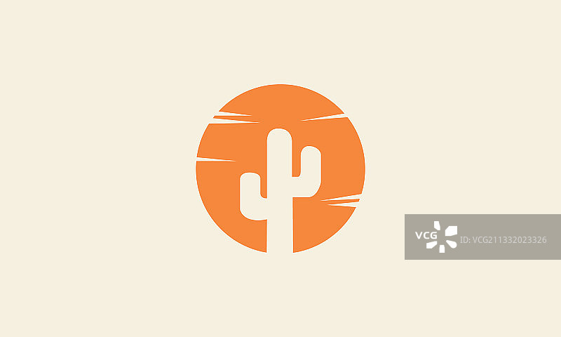 日落圈仙人掌标志图标符号图片素材