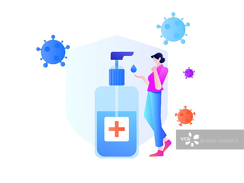 洗手液保护安全抵御疫情平矢量概念运营插画图片素材