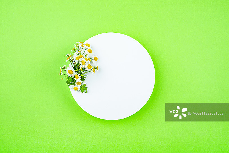 美容护肤圆形展示台鲜花背景海报图片素材