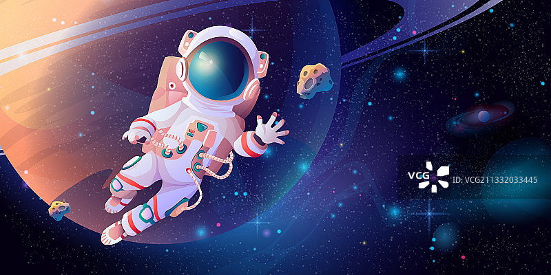 在轨道上探索外太空的宇航员图片素材