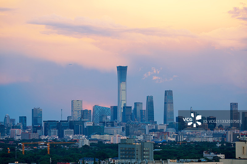 北京天际线夕照图片素材