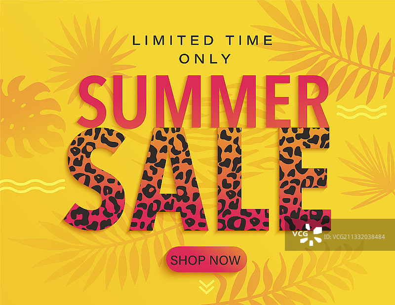 夏季促销banner，豹纹图案图片素材