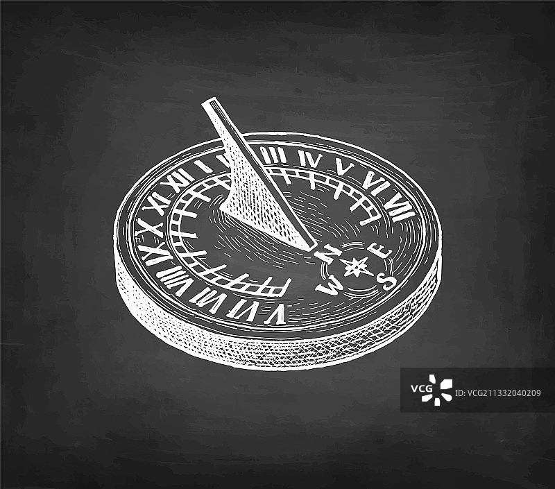 粉笔素描的日晷图片素材