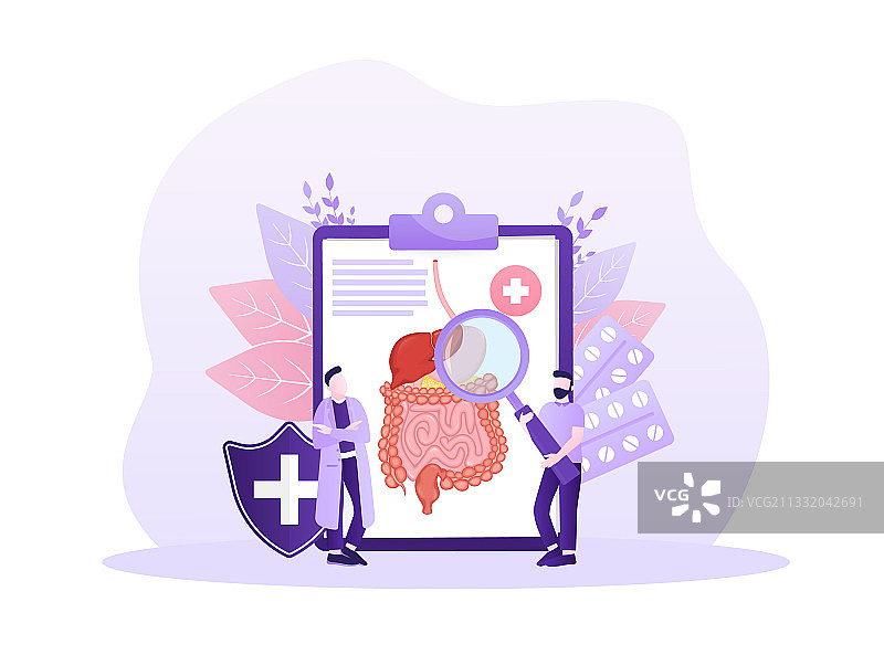 医疗设计卡通消化系统扁平风格图片素材