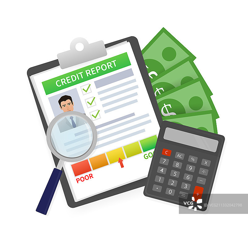 带名片的手持信用报告图片素材
