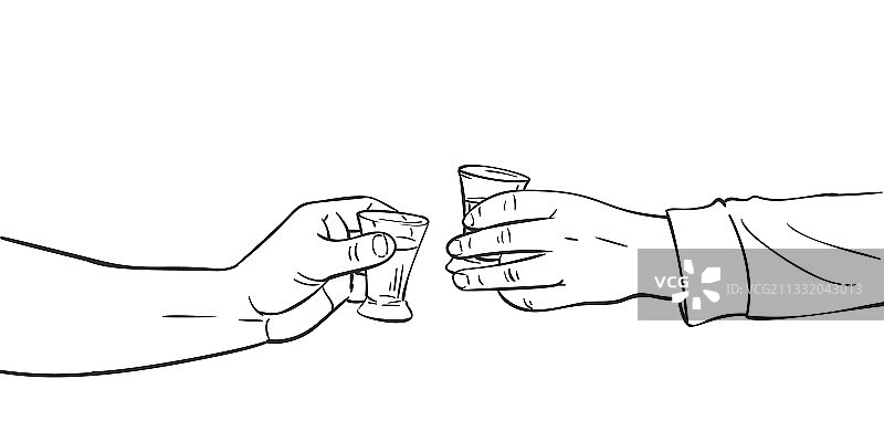 两只手碰杯，杯中盛有酒精饮品图片素材