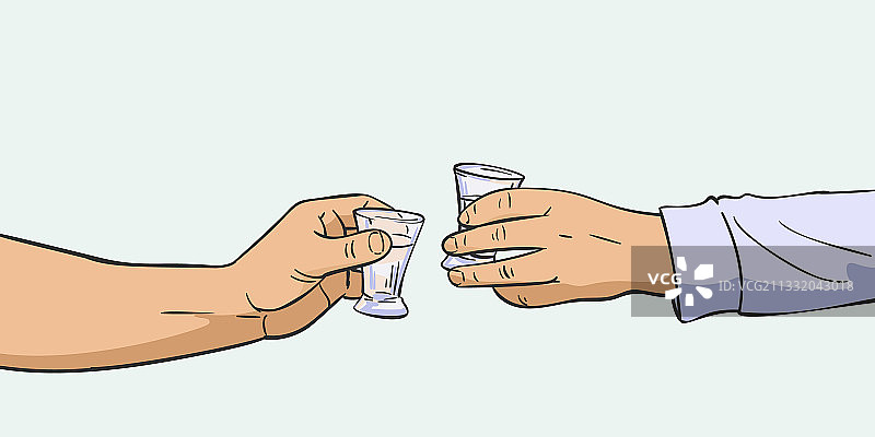 两只手碰杯，杯中盛有酒精饮品图片素材
