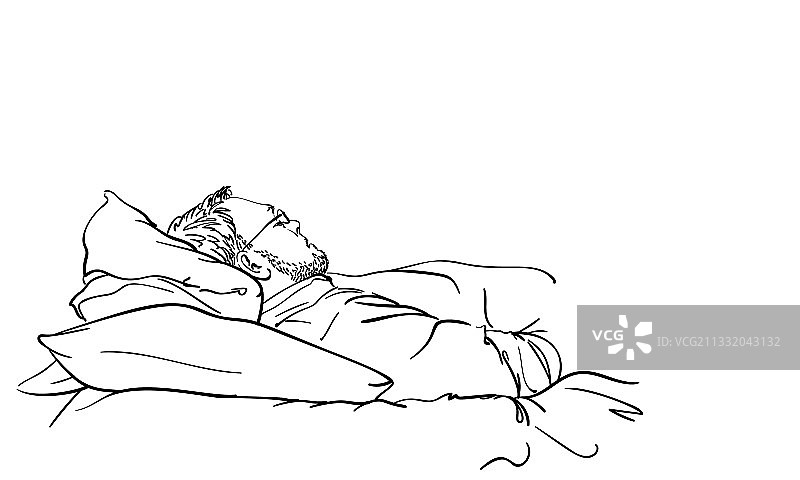 男子在家中枕着两个枕头午睡图片素材