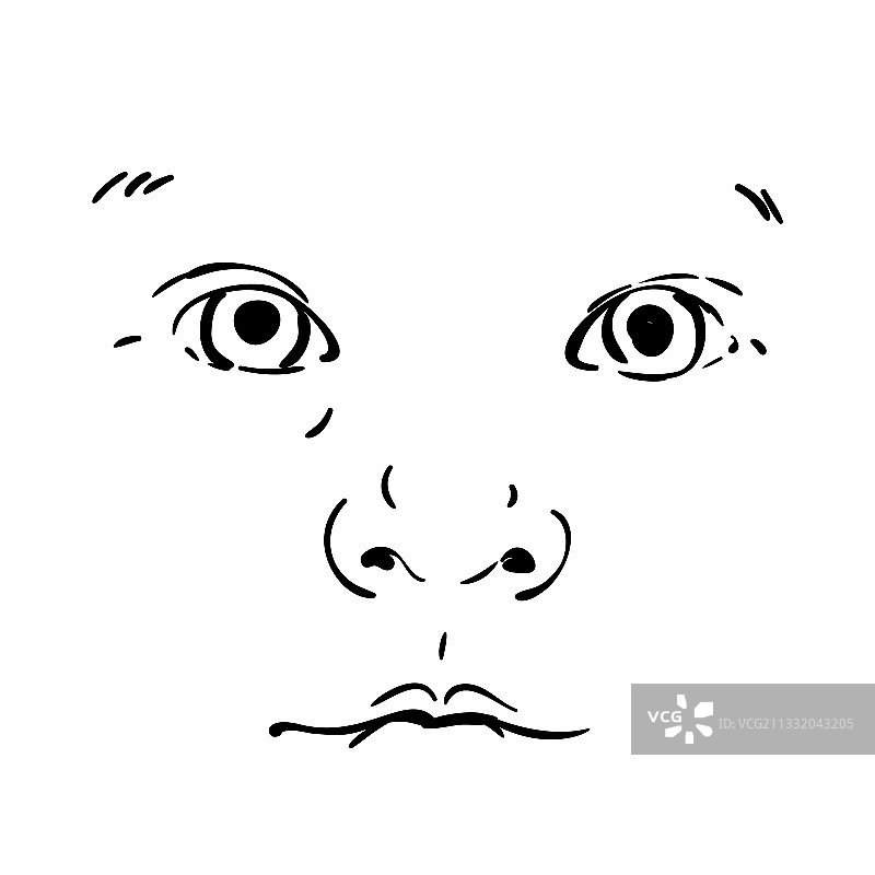 可爱的面部素描肖像图片素材