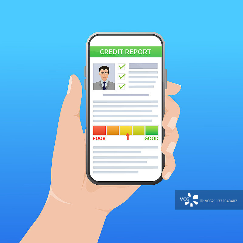 带名片的手持信用报告图片素材