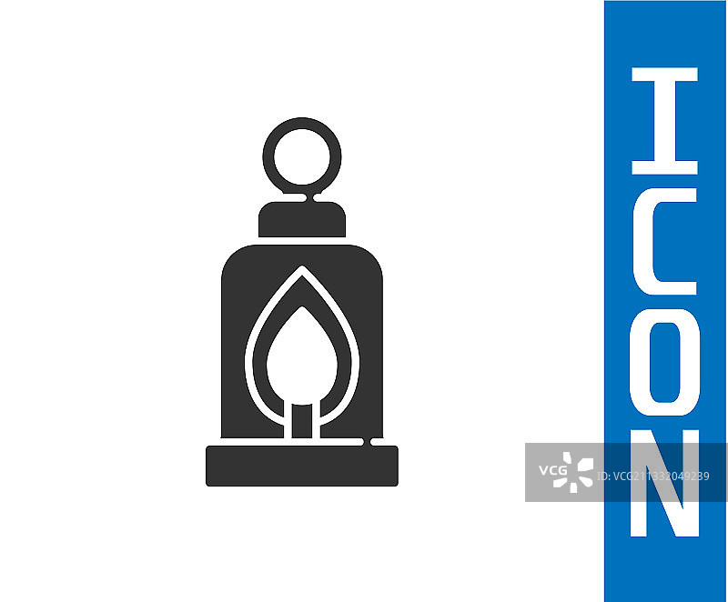 白色背景上的灰色露营灯笼图标图片素材