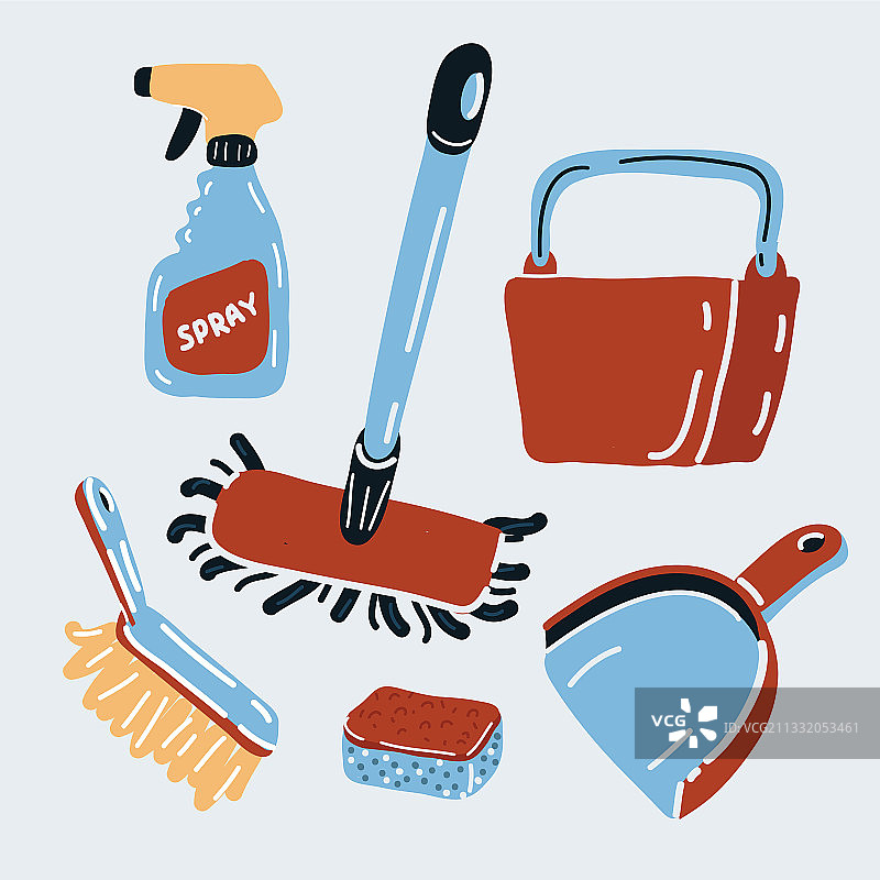 深色背景上的清洁套装图标图片素材