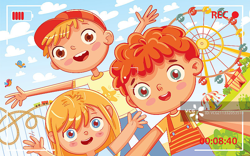 在游乐园自拍图片素材