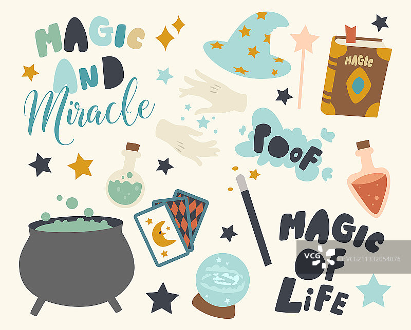 魔术师或巫师大锅图标集图片素材