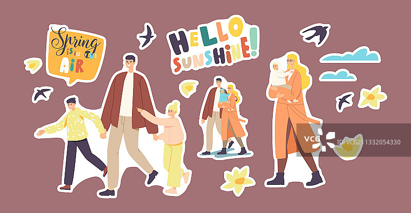 亲子人物贴纸套装图片素材