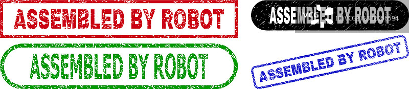 机器人组装矩形划痕印章图片素材