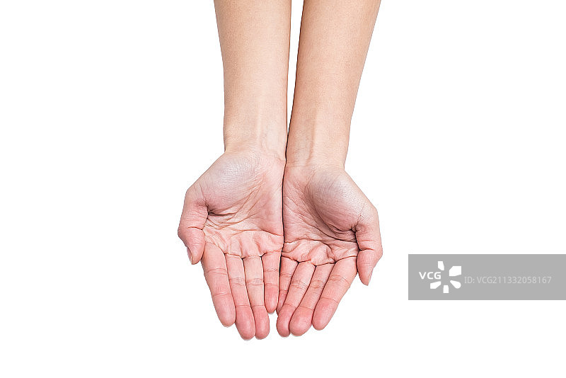 亚洲女性双手捧举手势概念图图片素材