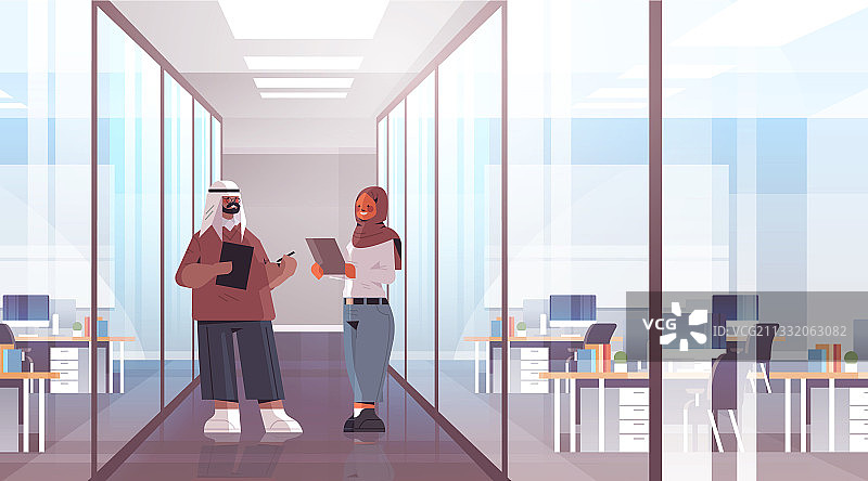 阿拉伯商人在会议中讨论图片素材