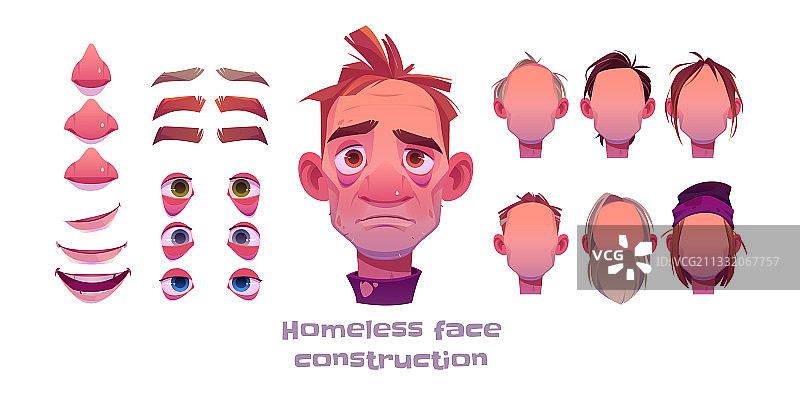 无家可归男人面部头像创作图片素材