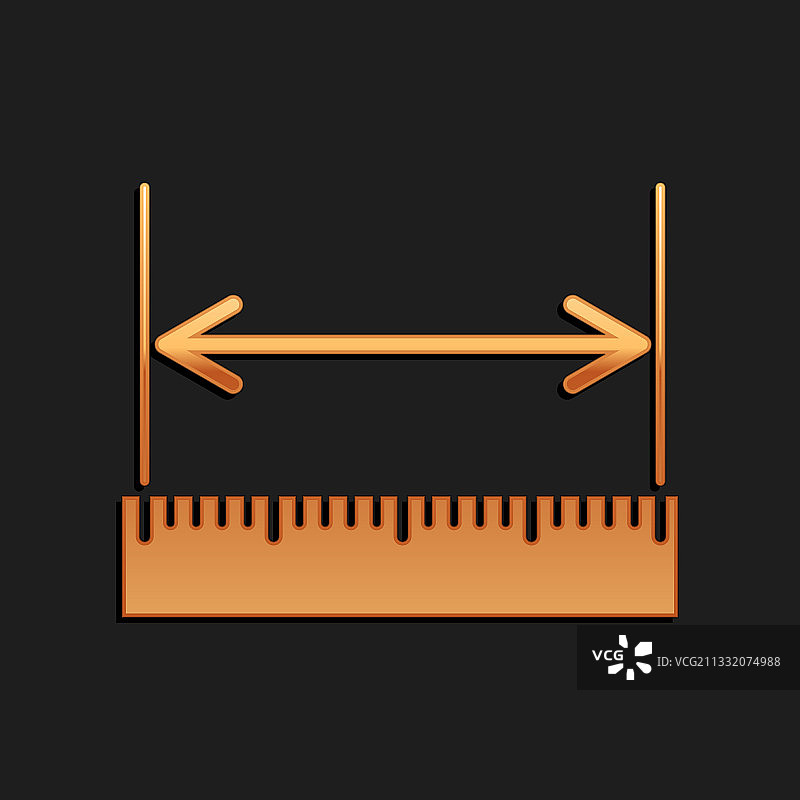 金色测量高度和长度图标图片素材