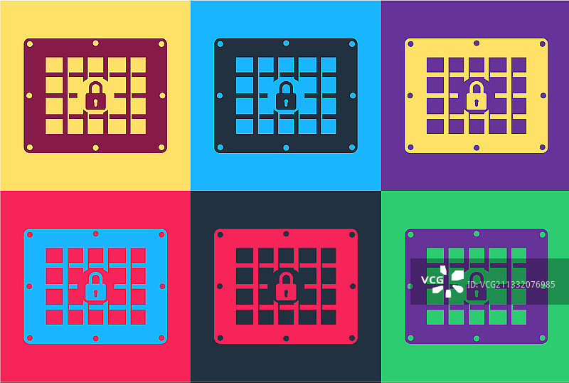 波普艺术风格的监狱窗户彩色图标图片素材