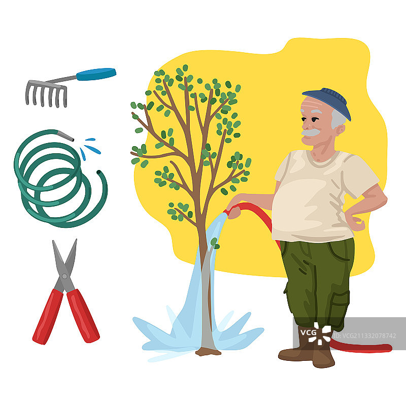 浇树的园丁职业人物图片素材