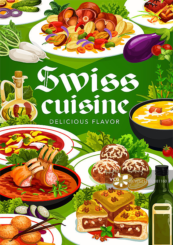瑞士美食海报，含瑞士食品图片素材