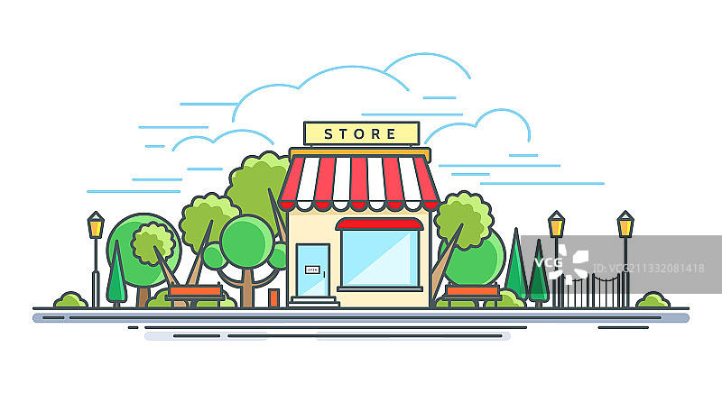现代店铺线条图片素材