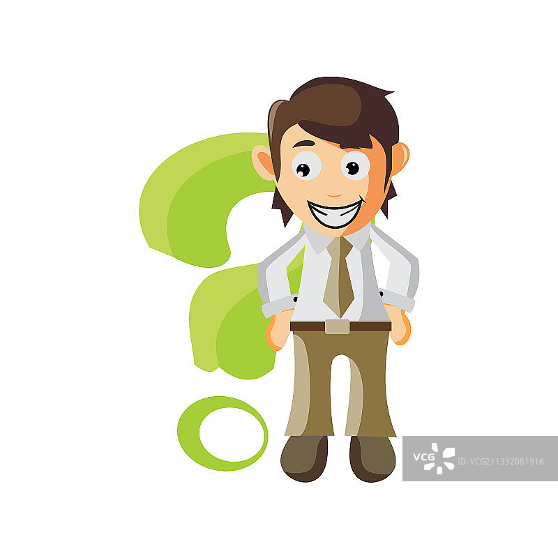 带有问号的卡通商人形象图片素材