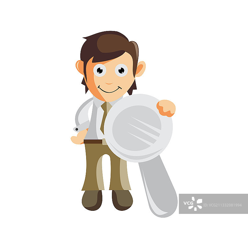 商人拿着放大镜卡通形象图片素材