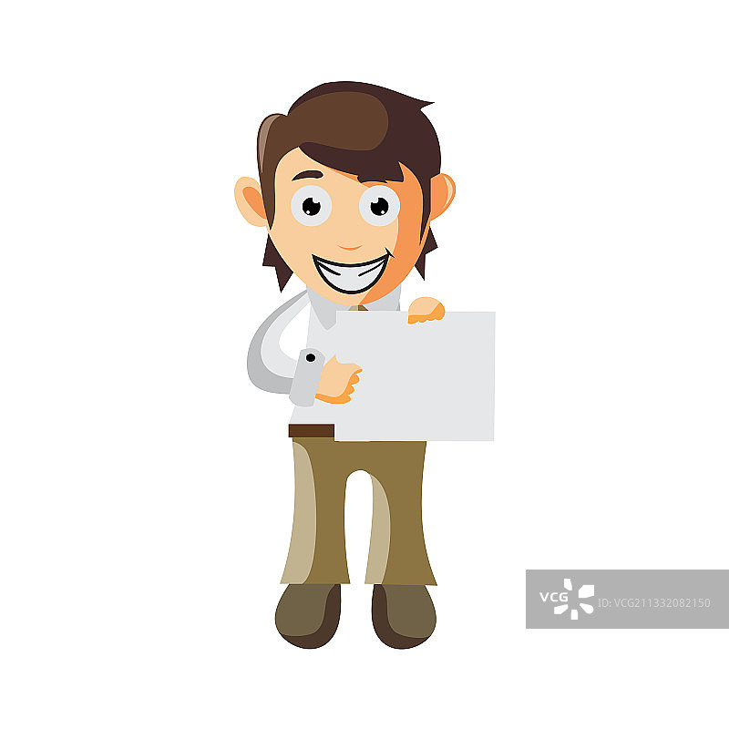 带有空白板的卡通商人图片素材