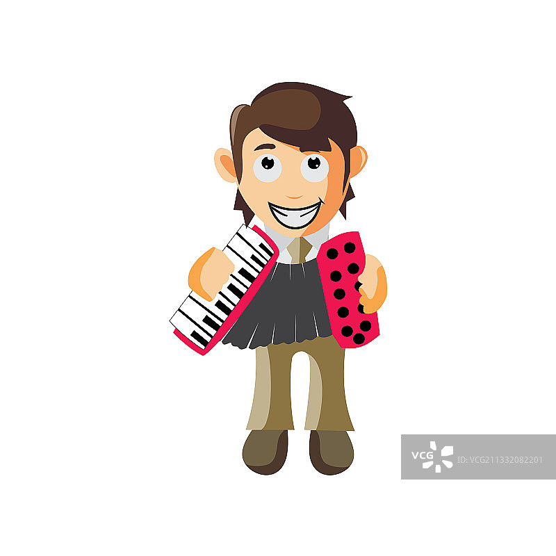 演奏手风琴的卡通商人图片素材