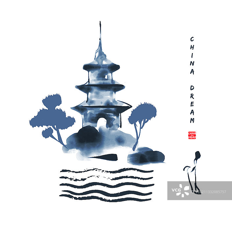 水墨山水背景图片素材