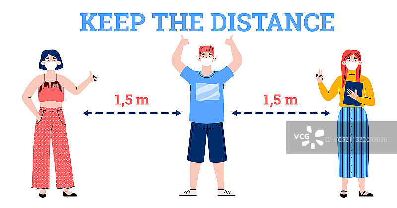 与人保持距离卡通海报图片素材