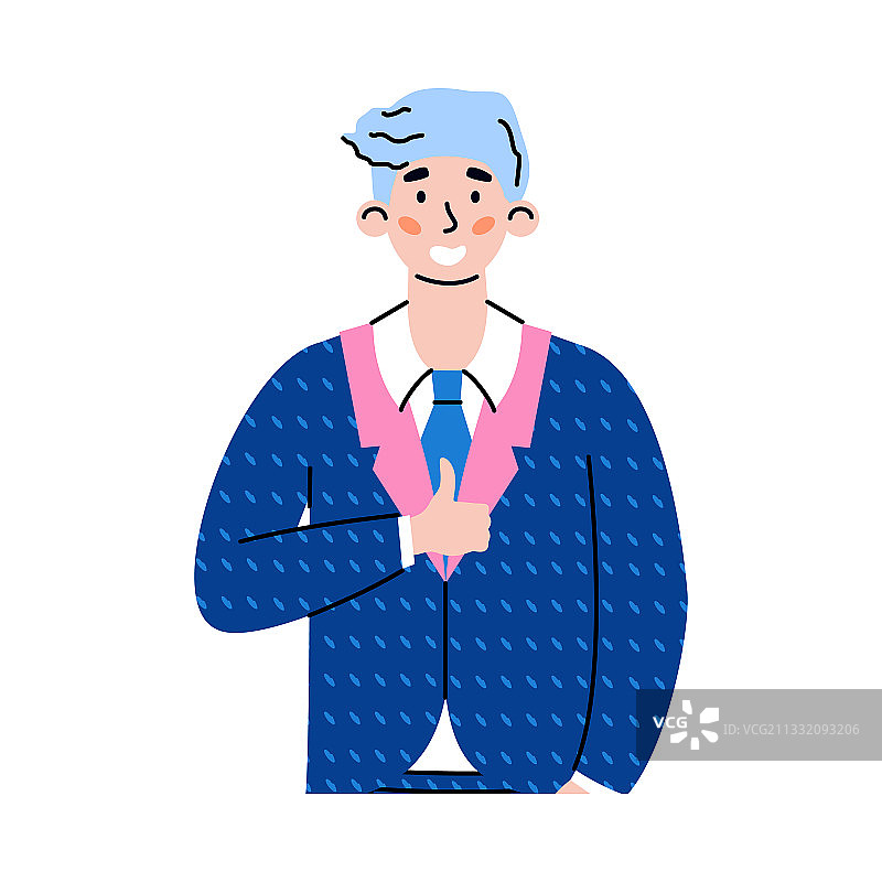 积极的男性竖起大拇指表示同意图片素材