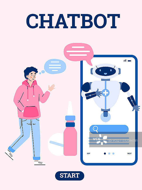 在线医疗App卡通聊天机器人支持图片素材