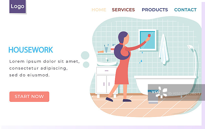 在浴室擦拭镜子的家庭主妇图片素材